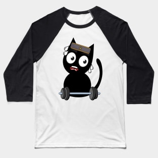 Funny black cat is exercising Baseball T-Shirt